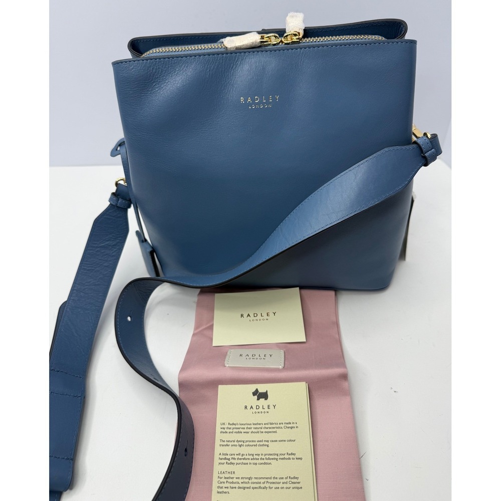 Radley London Dukes Place Open Blue Leather Medium Satchel Crossbody Bag - Picture 3 of 16